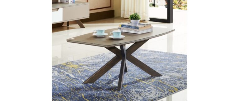 модерна холна маса с плот в цвят бежово и метални крака в брознов цвят. модел токио.