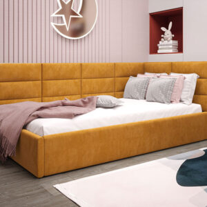 детско ъглово тапицирано легло с матрак и ракла lazu gor