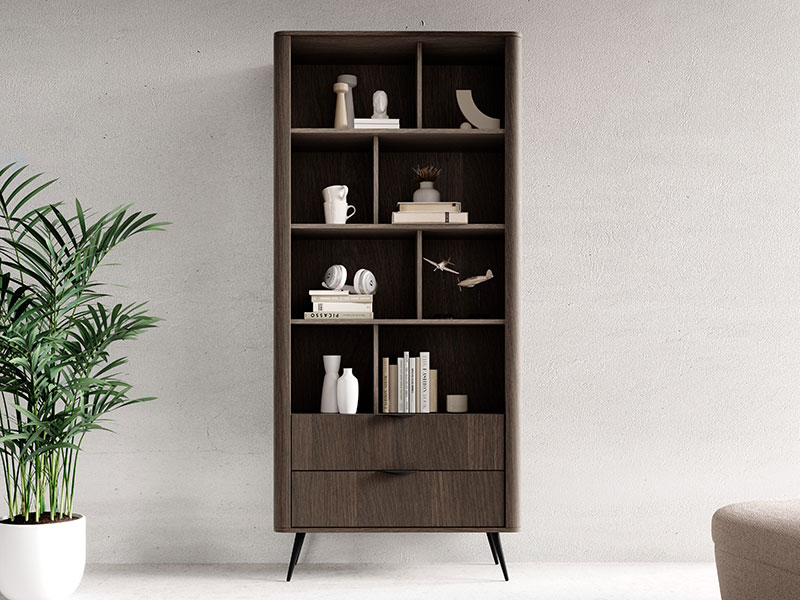 висока етажерка с две чекмеджета дъб дунин - черно veris a las