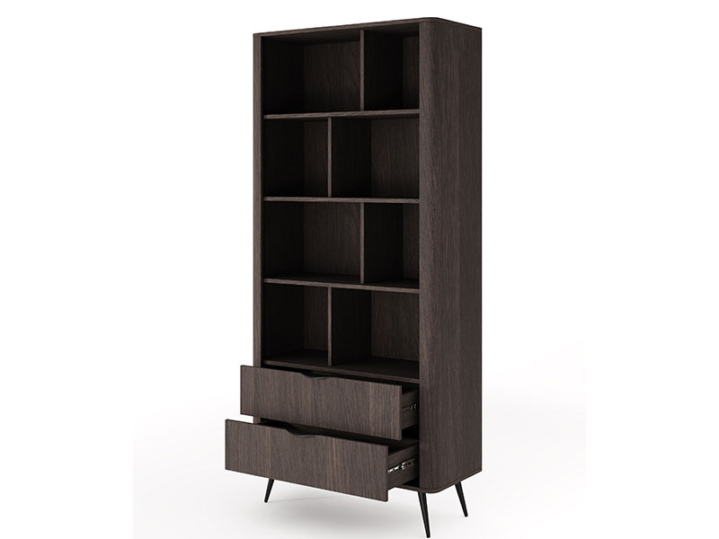 висока етажерка с две чекмеджета дъб дунин - черно veris a las