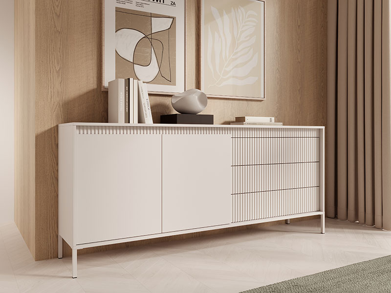 голям скрин с две врати и чекмеджета черно - бежово senso c las