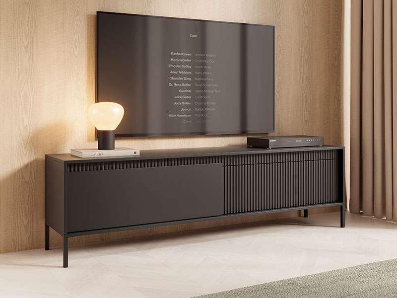 голям тв шкаф с две врати черно - бежово senso e las