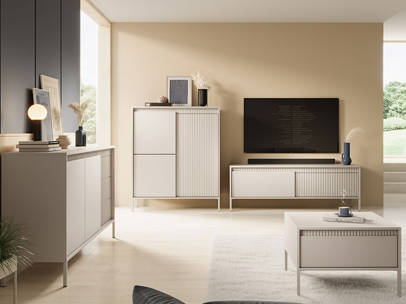 примерна композиция шкафове за дневна черно - бежово senso las