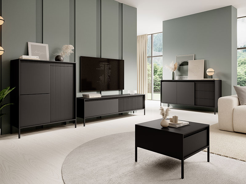 примерна композиция шкафове за дневна черно - бежово senso las