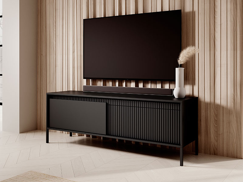 малък тв шкаф с две врати черно - бежово senso d las