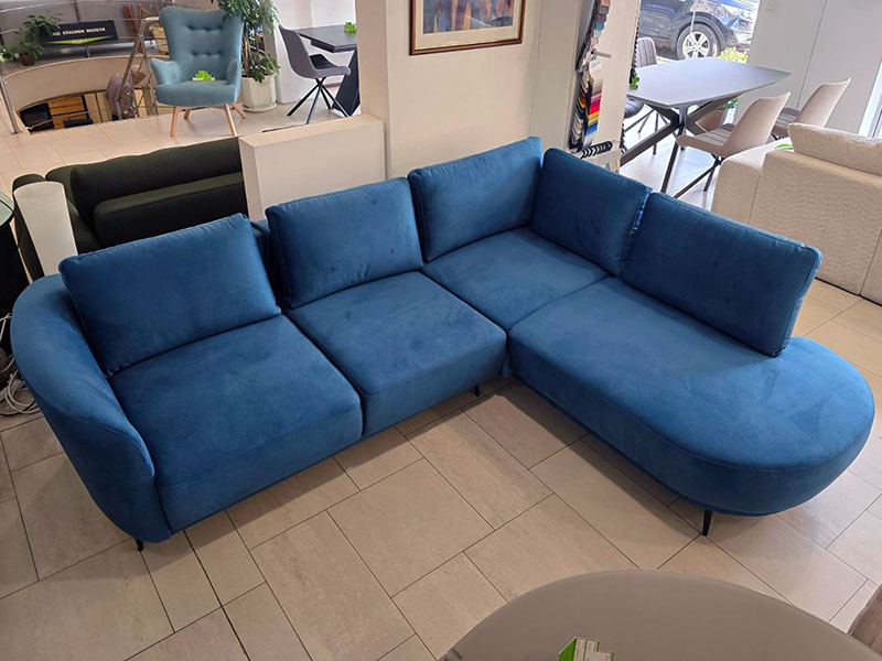намаление на ъглов разтегателен диван stelvio в син цвят