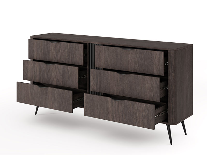 висока етажерка с две чекмеджета дъб дунин - черно veris a las