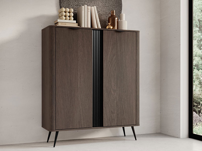 висока етажерка с две чекмеджета дъб дунин - черно veris a las