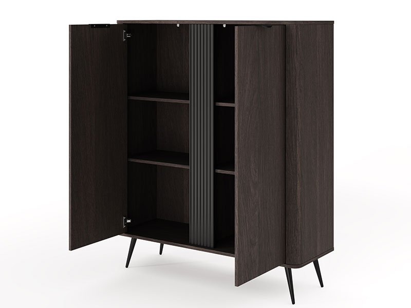 висока етажерка с две чекмеджета дъб дунин - черно veris a las