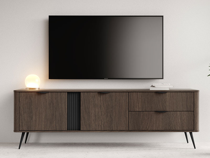 висока етажерка с две чекмеджета дъб дунин - черно veris a las