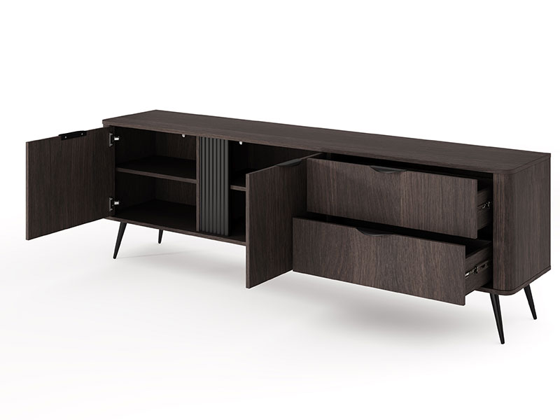 висока етажерка с две чекмеджета дъб дунин - черно veris a las