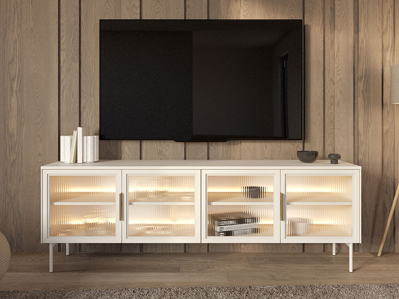 тв шкаф с четири остъклени врати в цвят кашмир