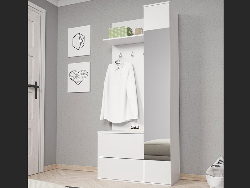 портманто green pia бяло с дъб сонома