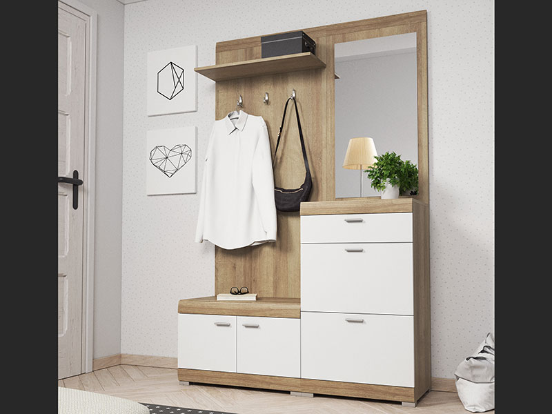 портманто stella pia дъб ривера и бяло мат