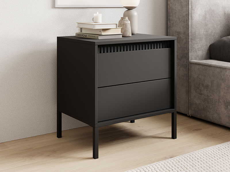 нощно шкафче с чекмеджета черно - бежово senso g las