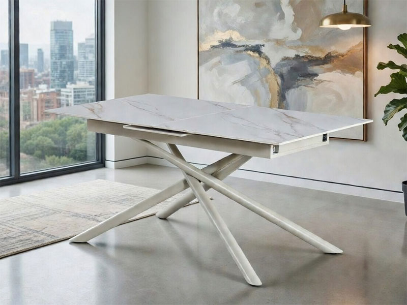 трапезна маса victoria бежова основа / плот златен мрамор