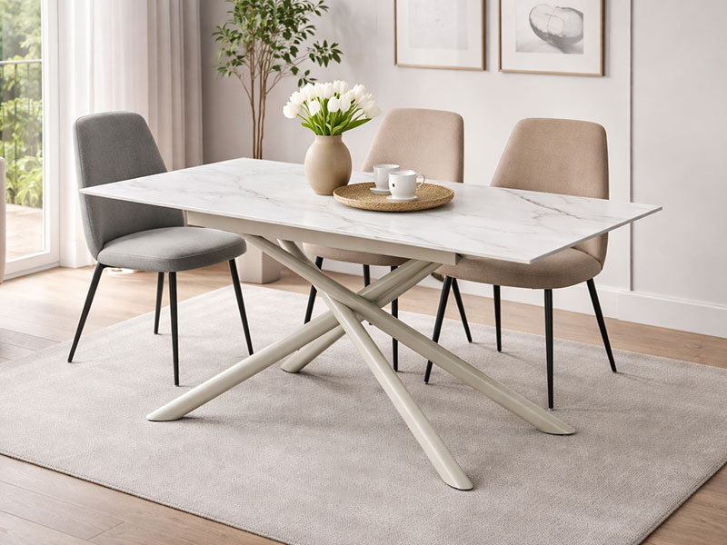 трапезна маса victoria бежова основа / плот златен мрамор