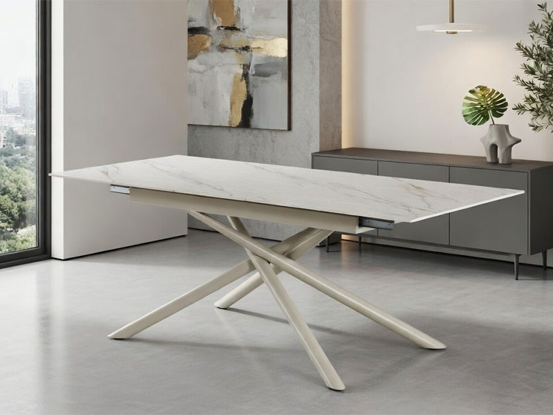 трапезна маса victoria бежова основа / плот златен мрамор