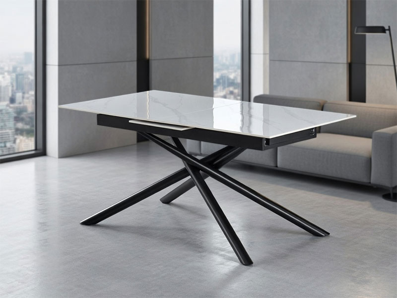 трапезна маса victoria черна основа / плот бял мрамор