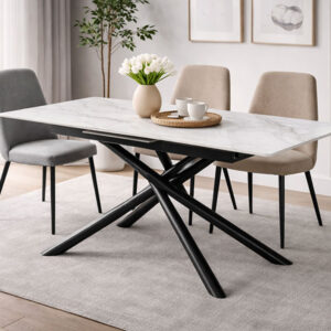 трапезна маса victoria черна основа / плот бял мрамор