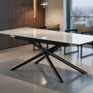 трапезна маса victoria черна основа / плот бял мрамор