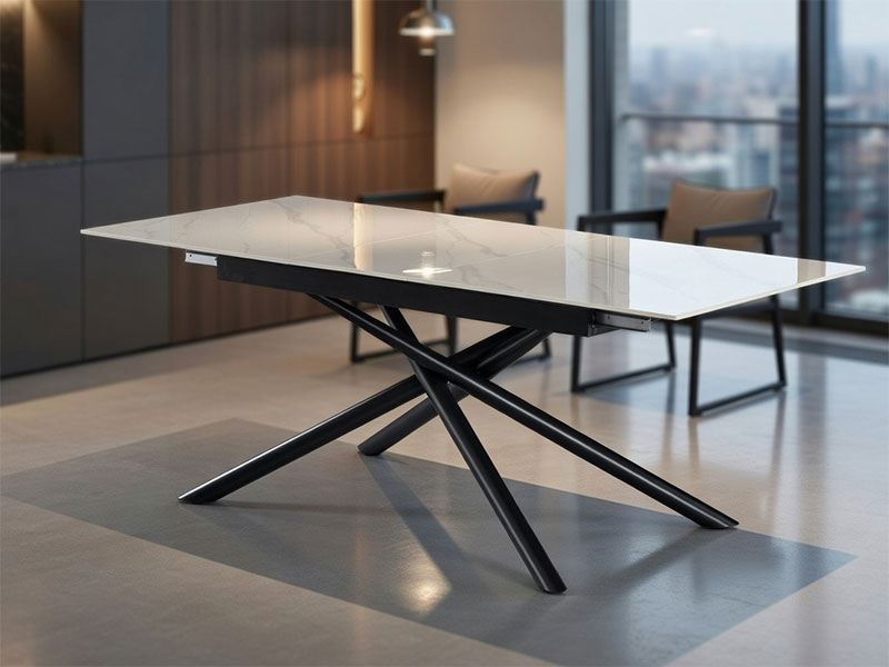 трапезна маса victoria черна основа / плот бял мрамор